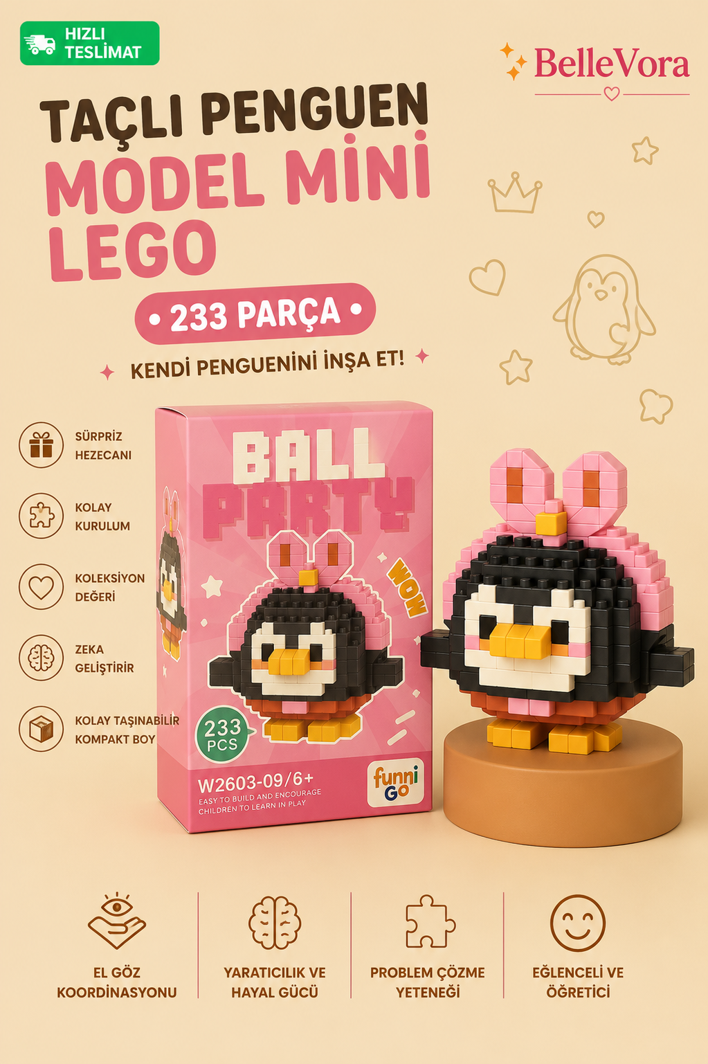CUTE CROWNED PENGUİN🐧 (SEVİMLİ TAÇLI PENGUEN) MİNİ LEGO