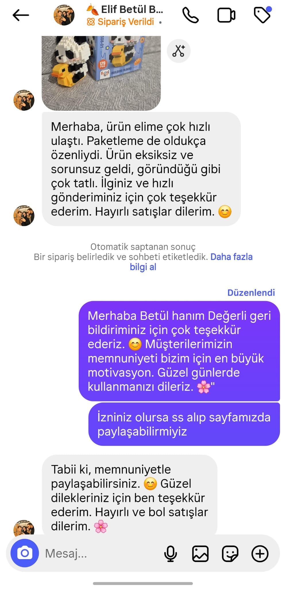 Müşterimiz Betül Hanım
