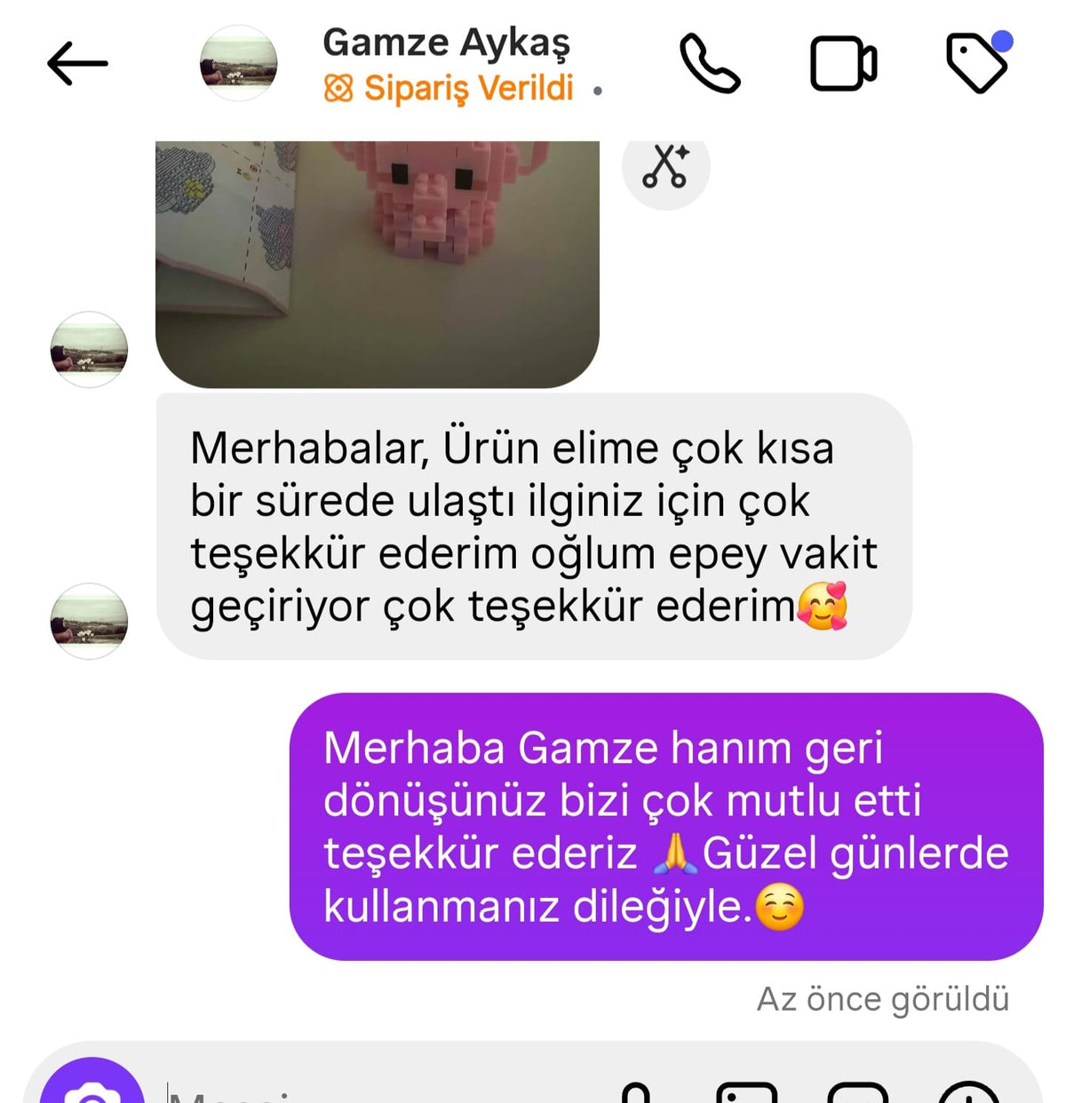 Müşterimiz Gamze Hanım